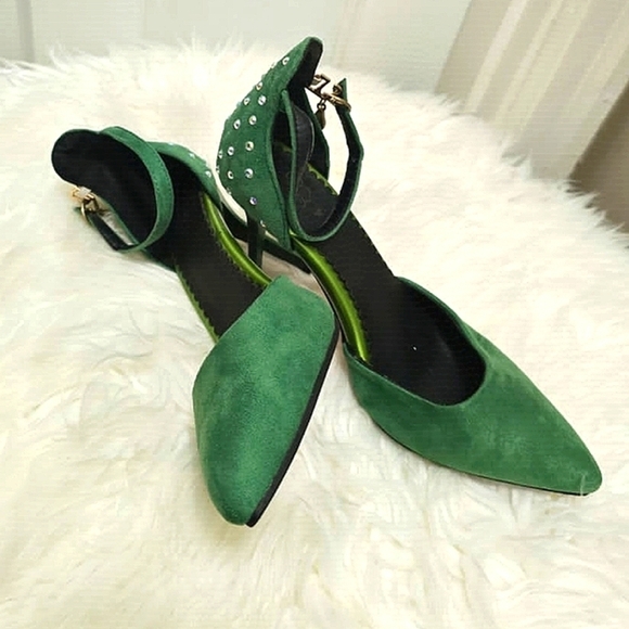Fashion Pointed Toe Thin High Heels With Adjustable Strap And Rhinestone Sz 39🌴 - Picture 4 of 8